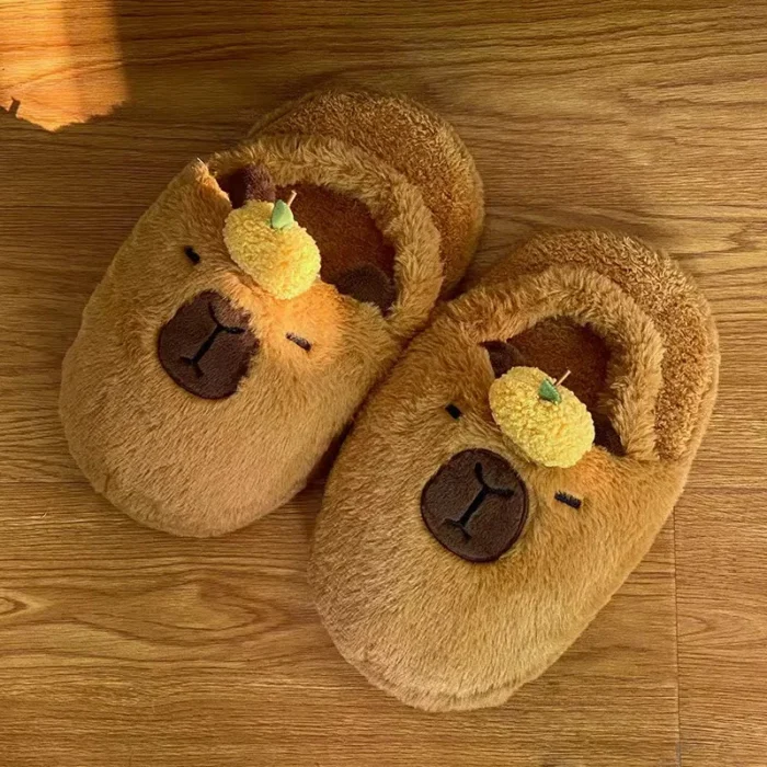 Charming Capybara Comfort: Cute Cartoon Cotton Slippers for Couples