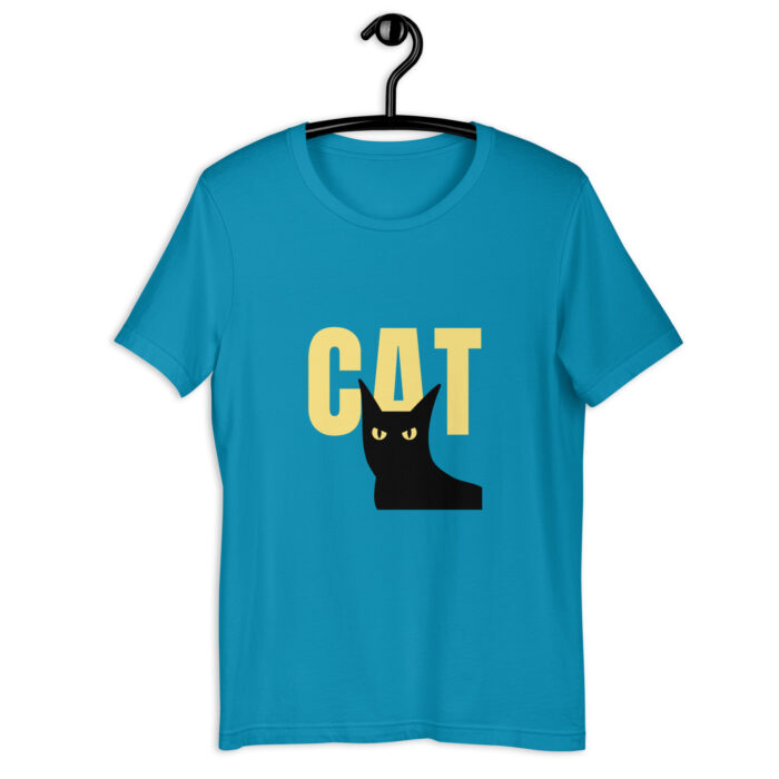 Charming Cat-Themed T-Shirt for Feline Aficionados - Aqua, 2XL