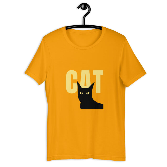 Charming Cat-Themed T-Shirt for Feline Aficionados - Gold, 2XL