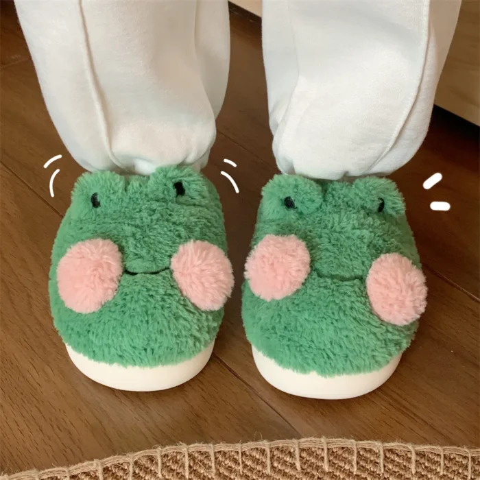 Charming Couple Frog Cotton Slippers: Warmth Meets Whimsy