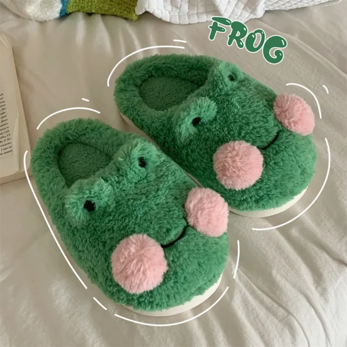 Charming Couple Frog Cotton Slippers: Warmth Meets Whimsy