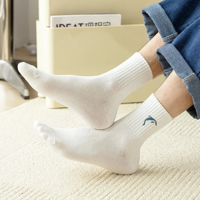 Charming Dolphin Embroidery Socks - Harajuku Style