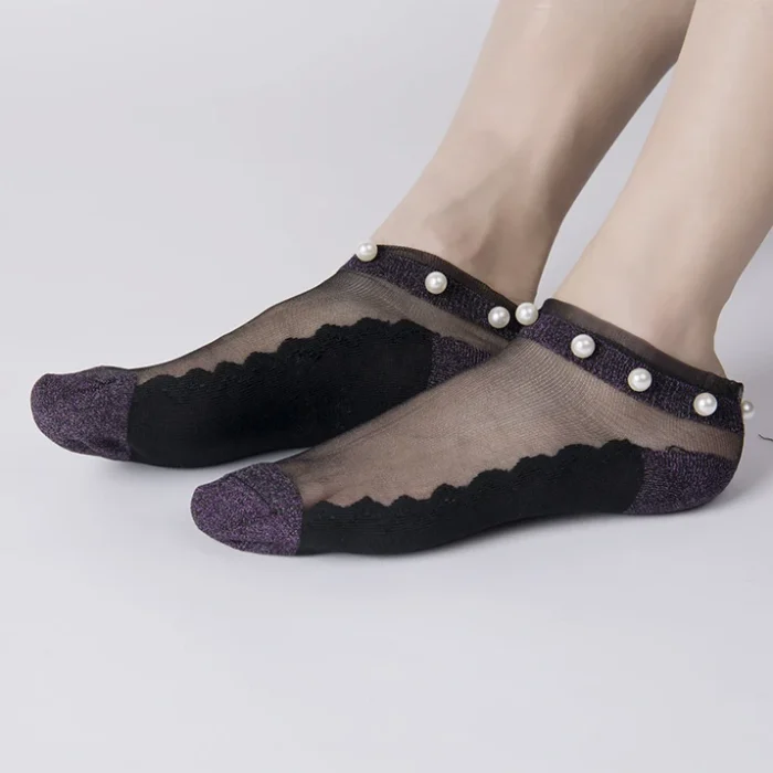 Charming Lace Ruffle Fishnet Ankle Socks - Sheer Elegance & Comfort
