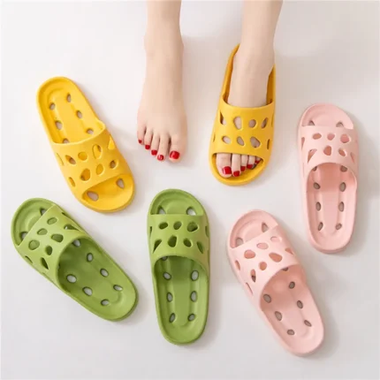 Cheese Charm: Hollow-Out EVA Bathroom Slides for Men and Women