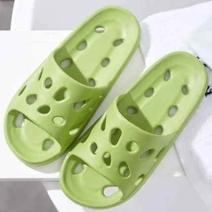 Cheese Charm: Hollow-Out EVA Bathroom Slides for Men and Women