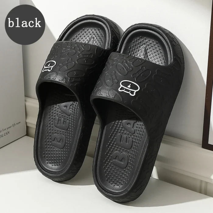 Chic Bear Cartoon Platform Slippers: Perfect for Indoor & Beach