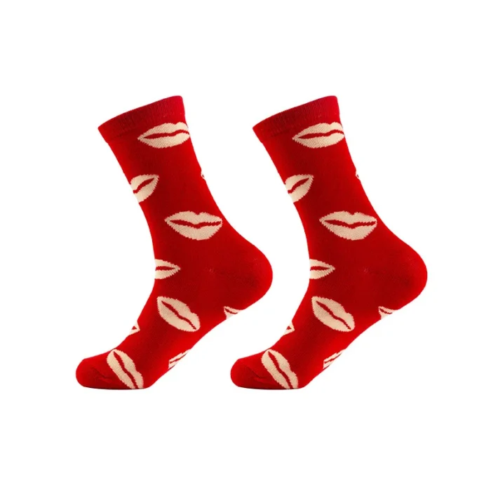 Chic Charm: Pink Red Lips Long Socks for Women