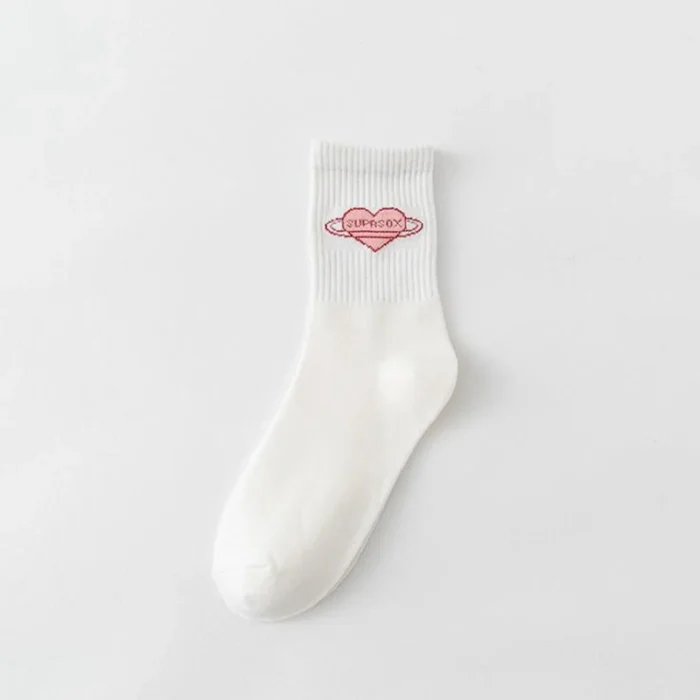 Chic Japanese Style 'Sweet Love' Letter Socks - Mid-Tube Cotton