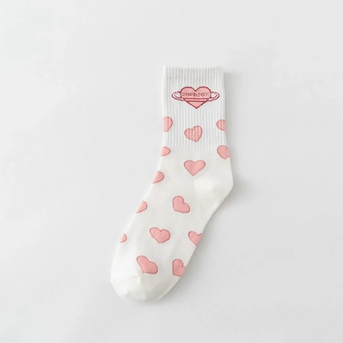 Chic Japanese Style 'Sweet Love' Letter Socks - Mid-Tube Cotton