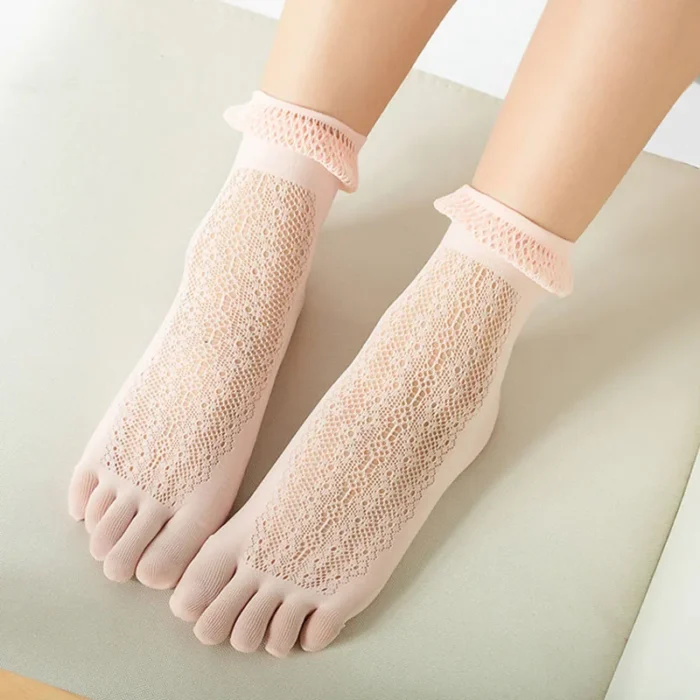 Chic Lace 5-Finger Toe Socks - Sexy Fishnet Harajuku Style