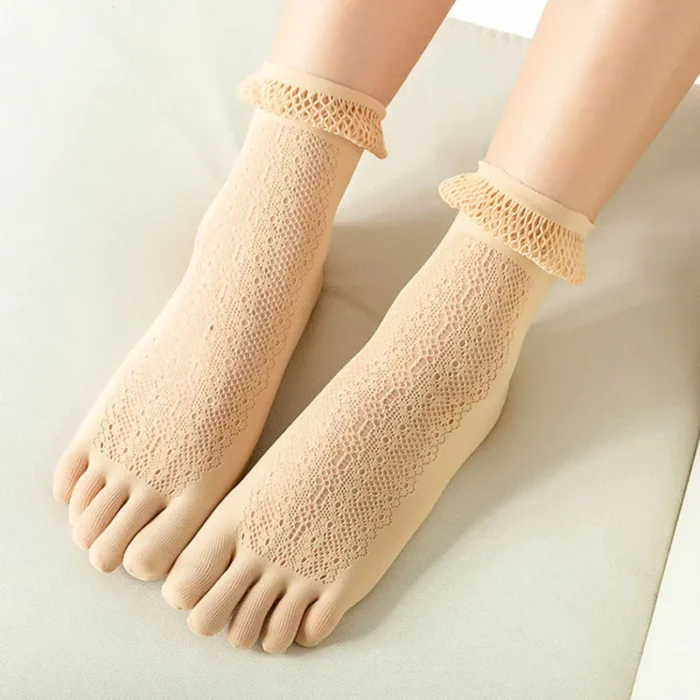 Chic Lace 5-Finger Toe Socks - Sexy Fishnet Harajuku Style