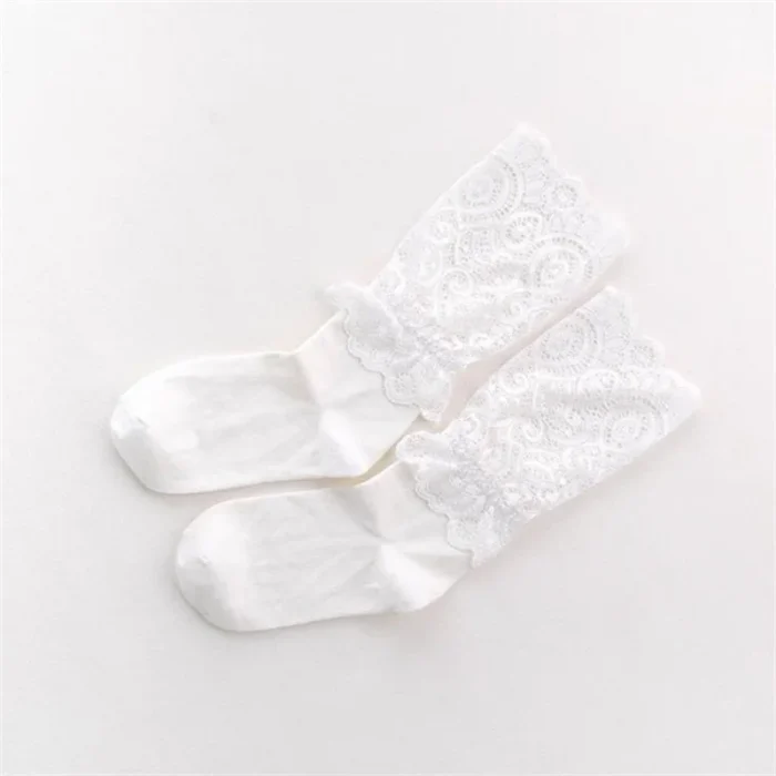 Chic Lace Frilly Mesh Slouch Socks - Sheer Sexy Lolita Elegance