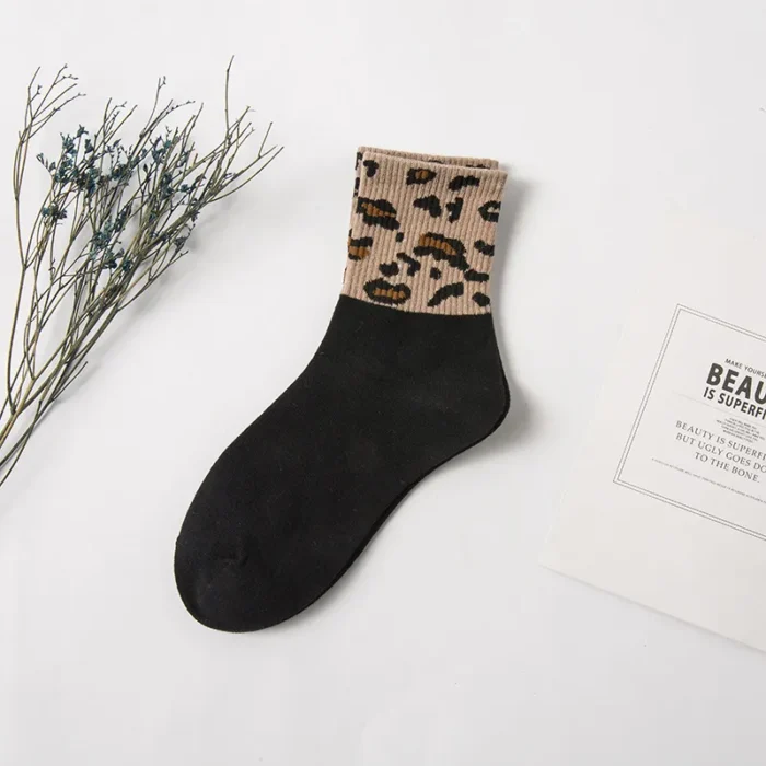 Chic Leopard Print Mid-Tube Socks - Japanese Style for All Seasons