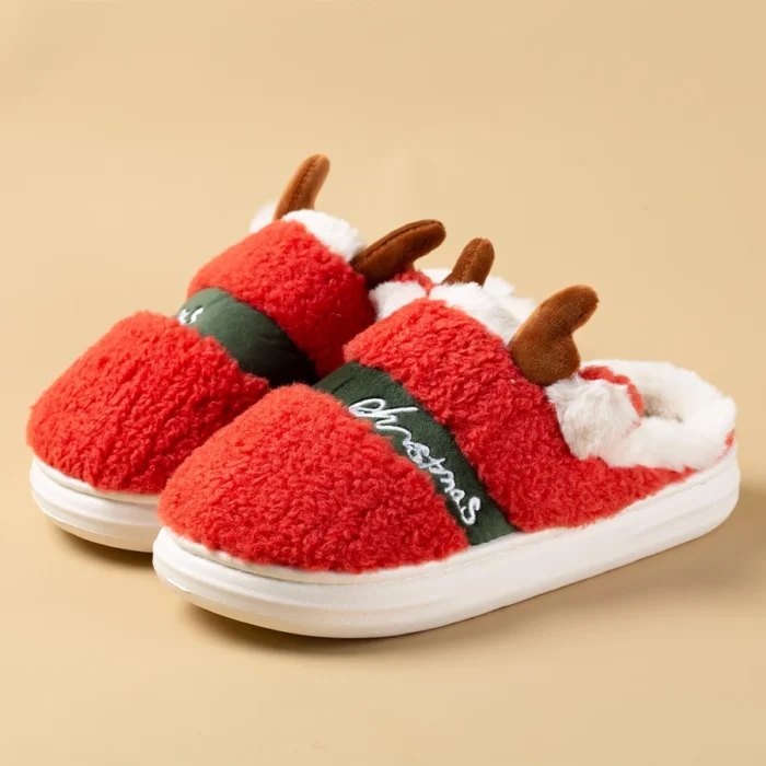 Christmas Deer Slippers: Cozy Thick Sole Platform for Couples"