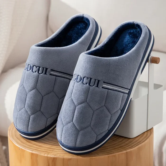Colossal Comfort: Autumn-Winter Men's Cotton Slippers in Big Sizes