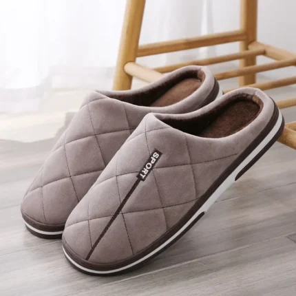 Colossal Comfort: Autumn-Winter Men's Cotton Slippers in Big Sizes