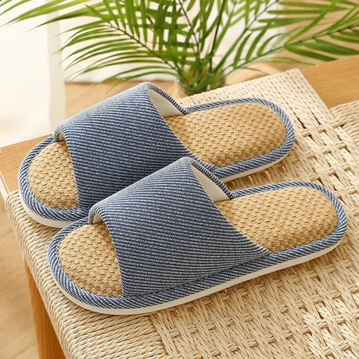 Concise Summer Linen Slippers: Open-Toe Comfort for Couples