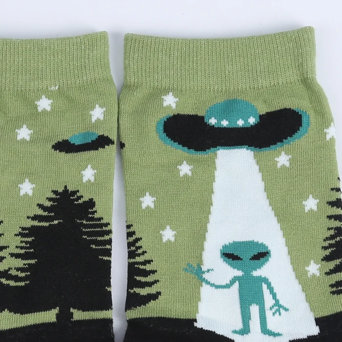 Cosmic Charm Socks - Women's Combed Cotton Novelty UFO & Alien Socks