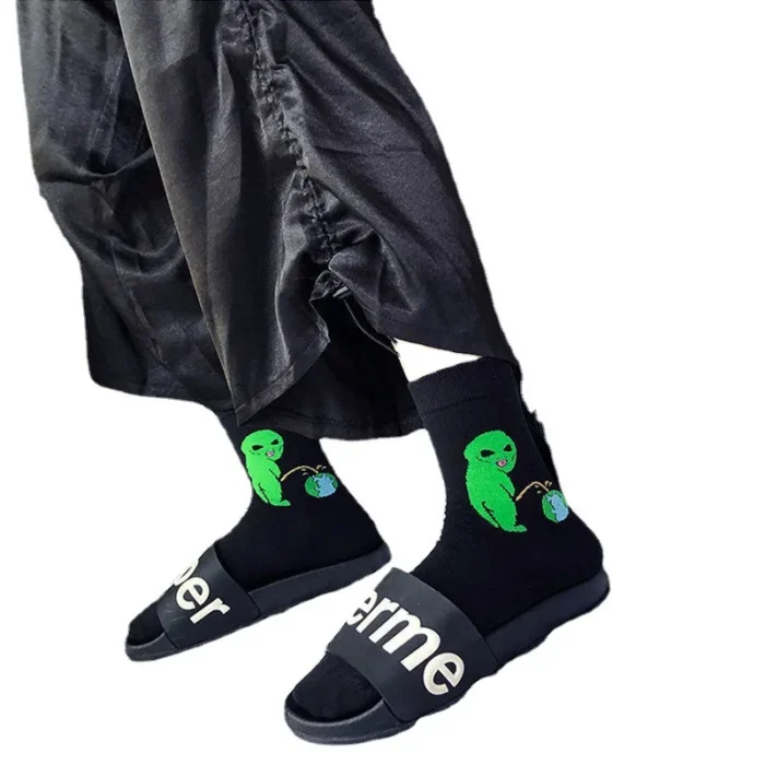 Cosmic Kitty Socks - Unisex Cartoon Cat & Alien Planet Cotton Socks