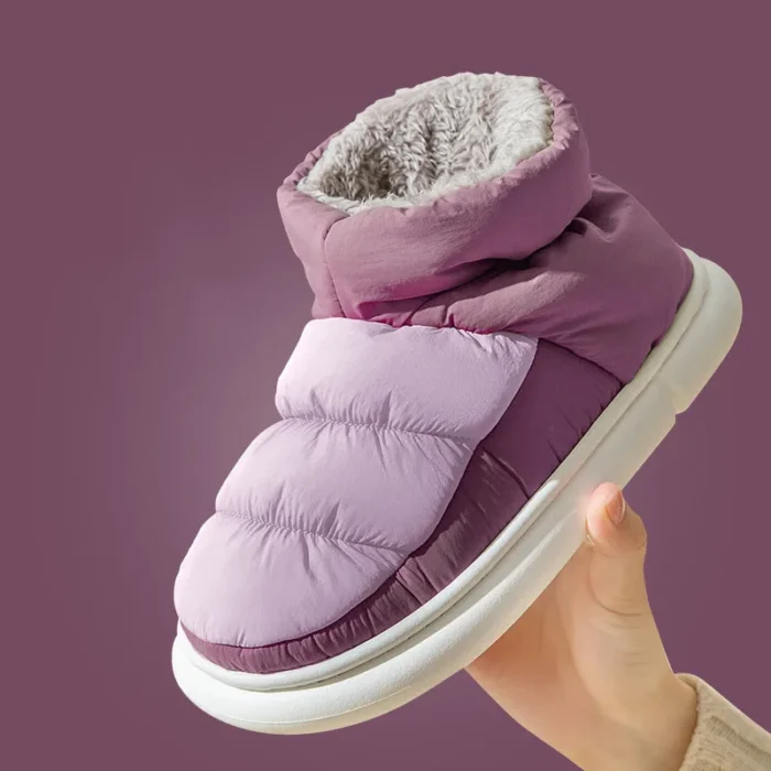 Cozy Chic: Mixed Color Waterproof Winter Plush Home Slippers