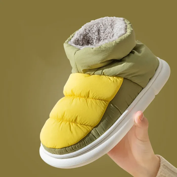 Cozy Chic: Mixed Color Waterproof Winter Plush Home Slippers