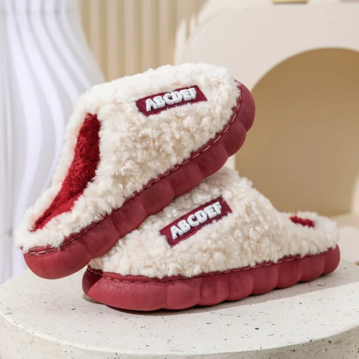 Cozy Chic: Thick Fluffy High Heel Fur Slippers for Indoor Comfort