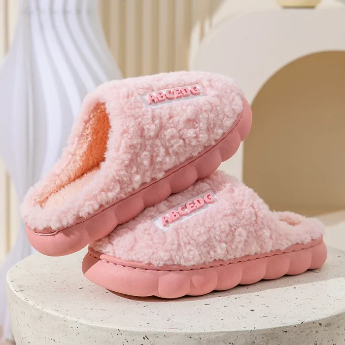 Cozy Chic: Thick Fluffy High Heel Fur Slippers for Indoor Comfort