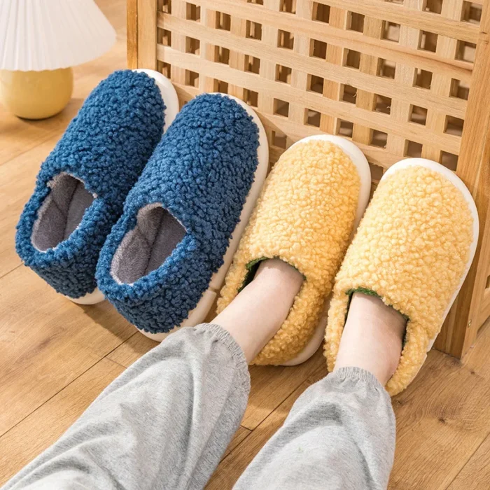Cozy Comfort: Concise Winter Plush Warm Slippers for Couples