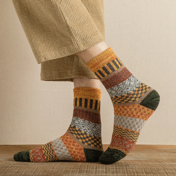 Cozy Comfort: Retro-Style Thick Warm Wool Socks 5-Pair Set