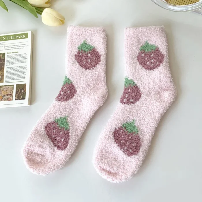 Cozy Coral Fleece Japanese Kawaii Socks - Perfect for Autumn/Winter Warmth