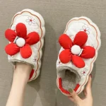 Cozy Elegance: Women's Sweet Flower Winter Warm Slippers