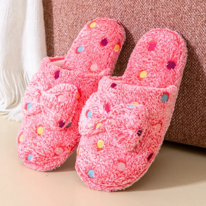 Cozy Elegance: Women's Warm Home Slippers with Cute Bow