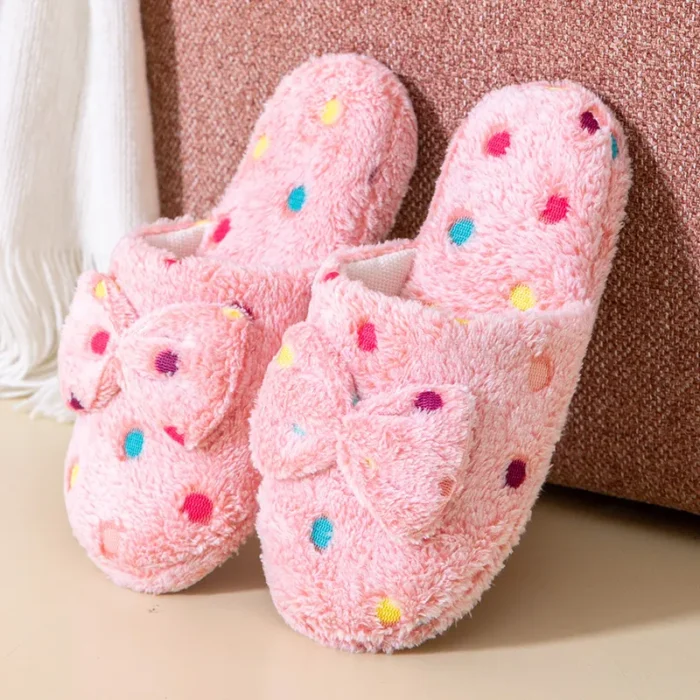 Cozy Elegance: Women's Warm Home Slippers with Cute Bow