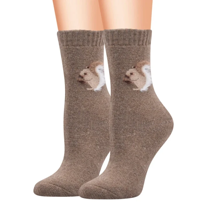 Cozy Kawaii Squirrel Print Wool Socks - Thickened Warmth