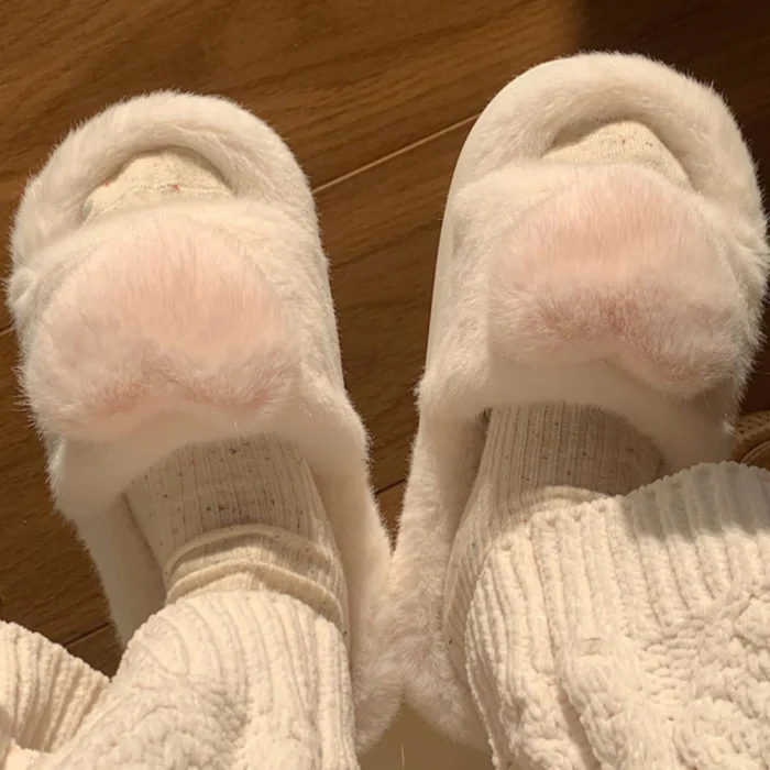 Cozy Love: 3D Single Band Fluffy Winter Slippers for Women