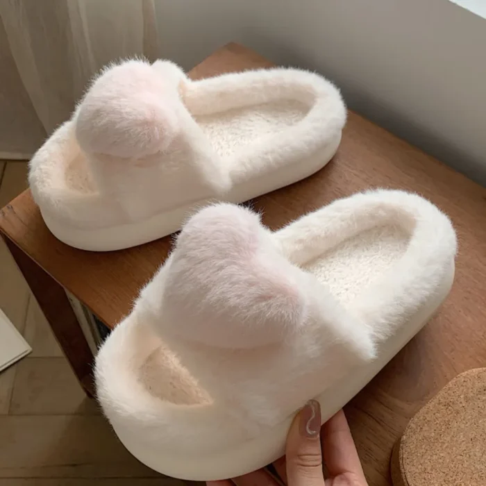 Cozy Love: 3D Single Band Fluffy Winter Slippers for Women