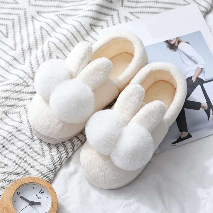 Cozy Rabbit Ear Winter Slippers: Women's Soft Sole Indoor Comfort