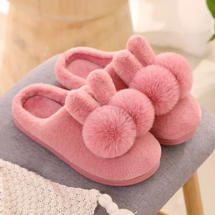 Cozy Rabbit Ear Winter Slippers: Women's Soft Sole Indoor Comfort