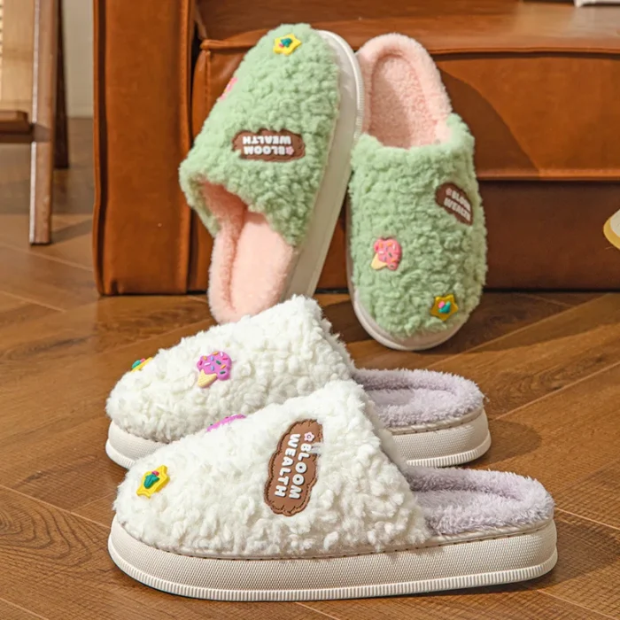 Cozy Toon Comfort: Plush Cartoon Cotton Slippers for Couples