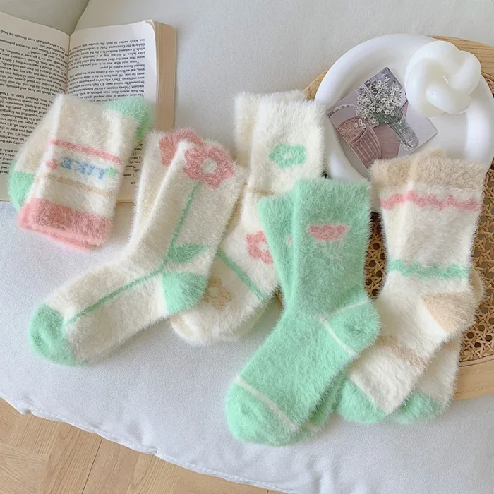Cozy Velvet Plush Thickened Sleep Floor Socks - Autumn & Winter Candy-Colored Comfort