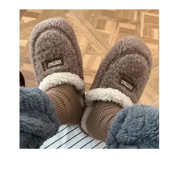 Cozy Winter Plush Moccasins: Women's Warm Indoor/Outdoor Slippers