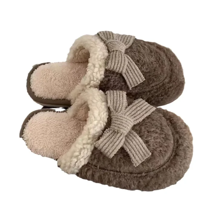 Cozy Winter Plush Moccasins: Women's Warm Indoor/Outdoor Slippers