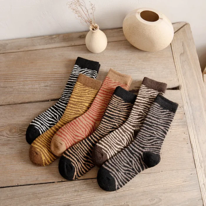 Cozy Zebra Print Thickened Socks - Plush Warmth