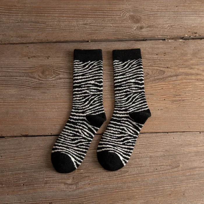 Cozy Zebra Print Thickened Socks - Plush Warmth