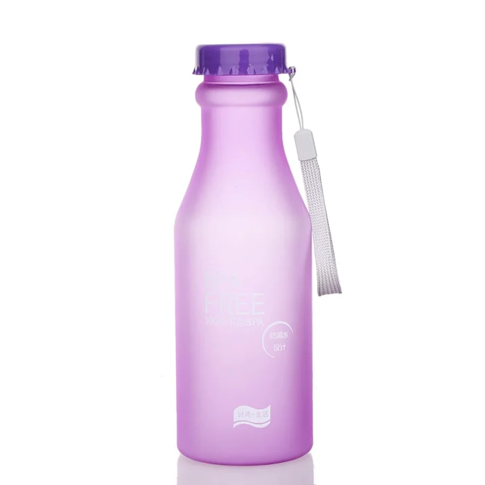 Crystal Clear 550mL Frosted Water Bottle – Portable for Active Lifestyles - Frosted purple