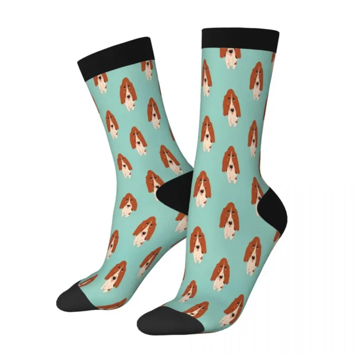 Customizable Basset Hound Animal Socks - Polyester Stockings for Men and Women