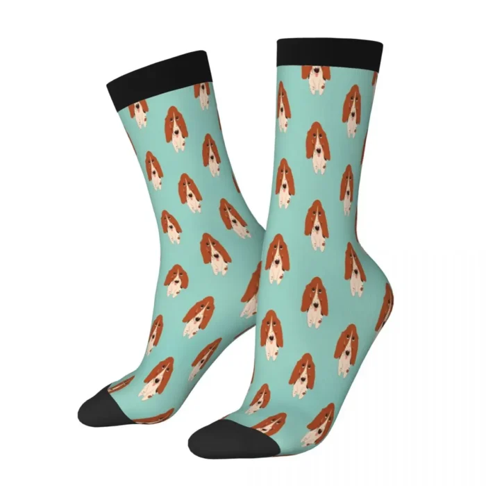 Customizable Basset Hound Animal Socks - Polyester Stockings for Men and Women