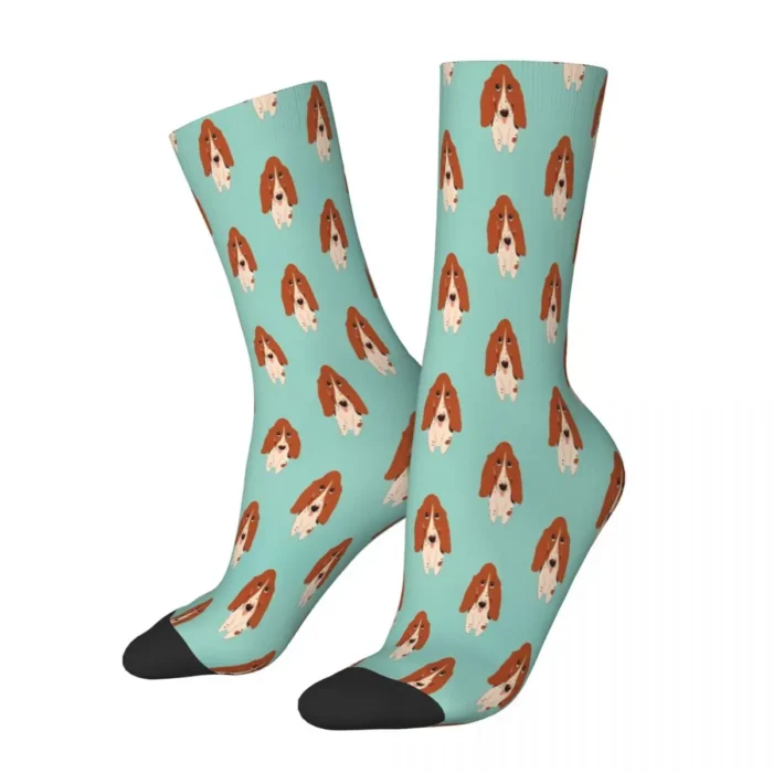 Customizable Basset Hound Animal Socks - Polyester Stockings for Men and Women