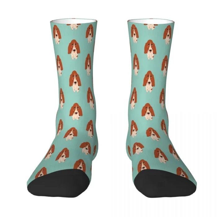 Customizable Basset Hound Animal Socks - Polyester Stockings for Men and Women