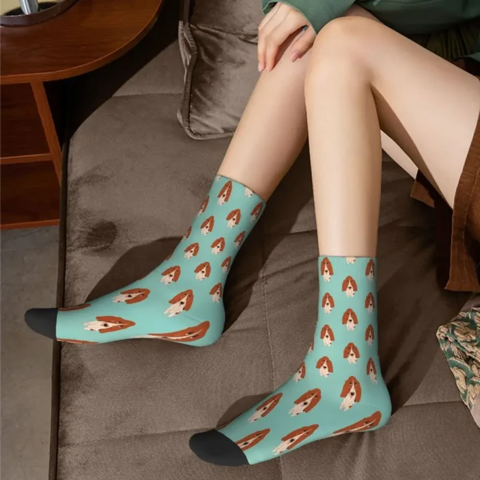 Customizable Basset Hound Animal Socks - Polyester Stockings for Men and Women